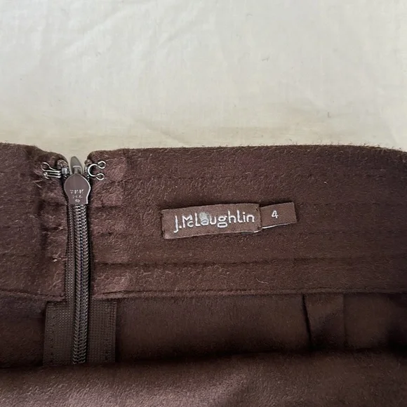 J.MCLAUGHLIN Rowena Skirt Brown, Pencil Midi In Mocha With Faux Suede Design - Picture 6 of 9